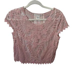 Say What? Pink Lace Crop Top
